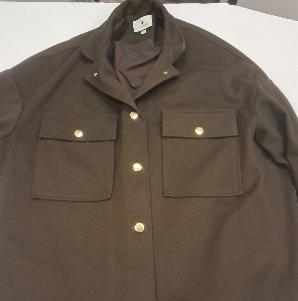 Tuckernuck Marant Shirt Jacket Brown Gold Buttons Sz XL